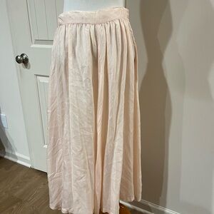 Vintage light pink 100%silk Maxi Skirt